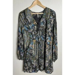 Free People Rain Or Shine Paisley Boho Tunic Dress with Pockets Size Medium Wm’s